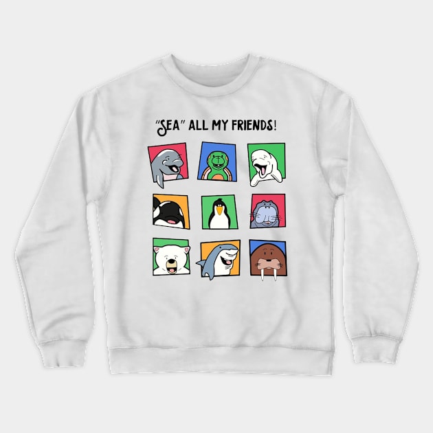 Sea Creatures are friends Crewneck Sweatshirt by glennabest